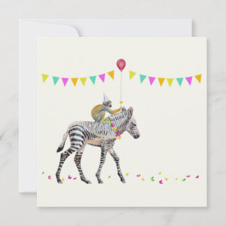 Zebra balloon party cards Set 10 Feestdagenkaart