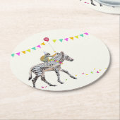 Zebra Balloon Party Coasters Ronde Kartonnen Onderzetter (Gebogen)