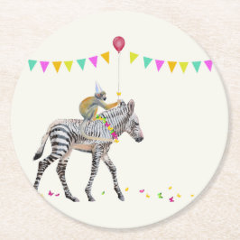 Zebra Balloon Party Coasters Ronde Kartonnen Onderzetter