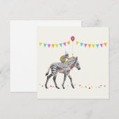 Zebra balloon party feestdagenkaart (Voorkant / Achterkant)