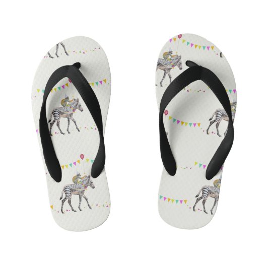 Zebra Balloon party Slip slops Kinder Teenslippers (Voetbed)