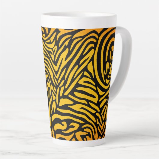 Zebra-bandjes in goudgeel latte mok (Rechterhoek)