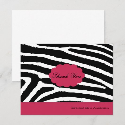 Zebra -Bedankt voor je kaarten (Voorkant / Achterkant)