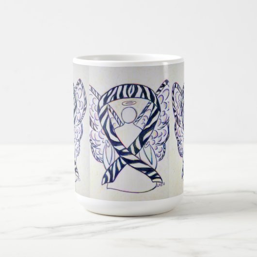 Zebra Bewustmaking Ribbon Angel Art Mok (Center)