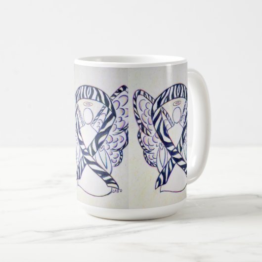 Zebra Bewustmaking Ribbon Angel Art Mok (Voorkant rechts)