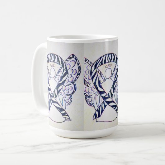 Zebra Bewustmaking Ribbon Angel Art Mok (Voorkant links)