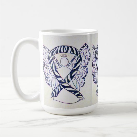 Zebra Bewustmaking Ribbon Angel Art Mok (Links)