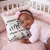 Zebra Birth Stats Baby Nursery Kussen