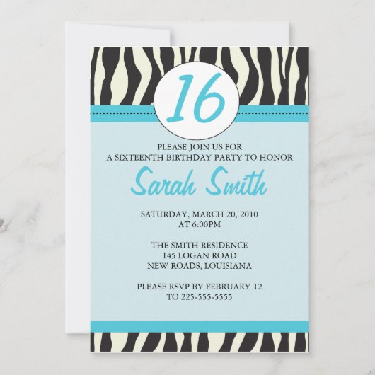 Zebra Birthday Kaart (Voorkant)
