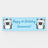 Zebra Birthday Party Blue Spandoek (Horizontaal)