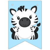 Zebra Birthday Party Blue Vlaggetjes (Eerste vlag)