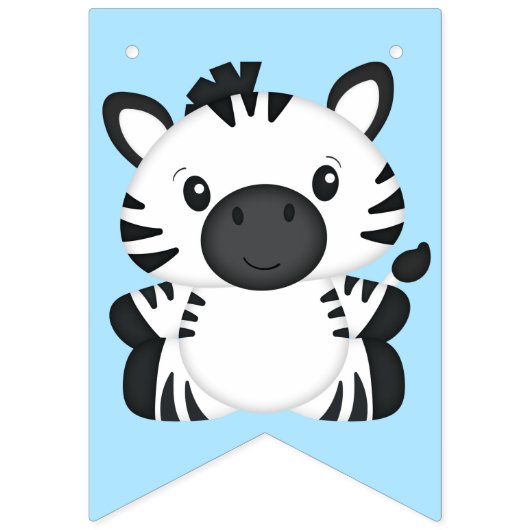 Zebra Birthday Party Blue Vlaggetjes (Eerste vlag)