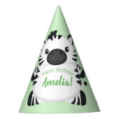 Zebra Birthday Party Green Feesthoedjes (Voorkant)