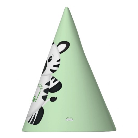 Zebra Birthday Party Green Feesthoedjes (Rechts)