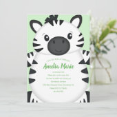 Zebra Birthday Party Green Kaart (Staand voorkant)