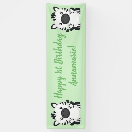 Zebra Birthday Party Green Spandoek (Verticaal)