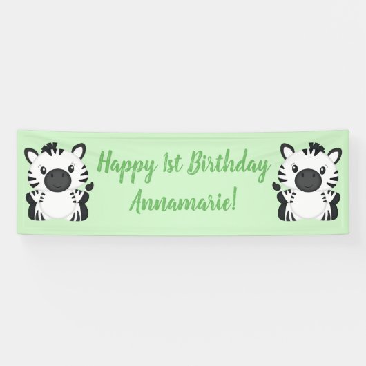 Zebra Birthday Party Green Spandoek (Horizontaal)