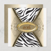 Zebra Birthday party Invitation Kaart (Voorkant / Achterkant)