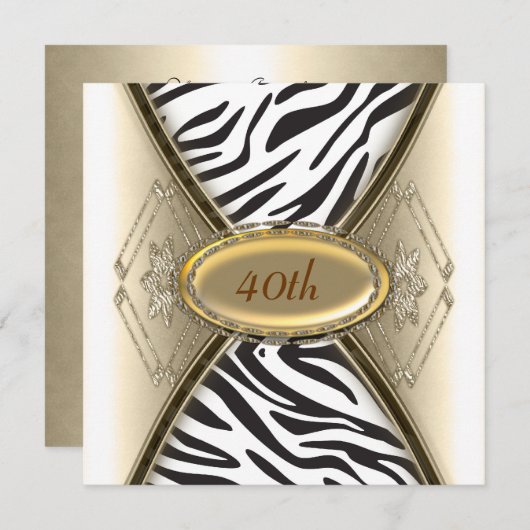 Zebra Birthday party Invitation Kaart (Voorkant / Achterkant)