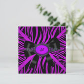 Zebra Birthday Party Magenta Paars Kaart (Staand voorkant)