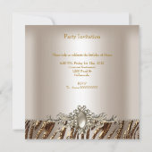 Zebra Birthday Party Pearl Cream Coffee Kaart (Achterkant)