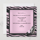 Zebra Birthday Party roze Black Shoes Kaart (Achterkant)