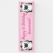 Zebra Birthday Party roze Spandoek (Verticaal)
