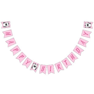 Zebra Birthday Party roze Vlaggetjes