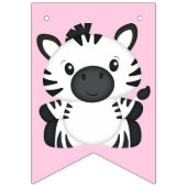 Zebra Birthday Party roze Vlaggetjes (Eerste vlag)