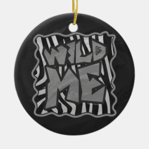 Zebra Black and Light Grey Wild me Keramisch Ornament