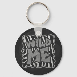 Zebra Black and Light Grey Wild me Sleutelhanger