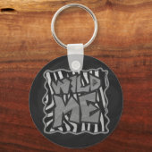 Zebra Black and Light Grey Wild me Sleutelhanger (Voorkant)