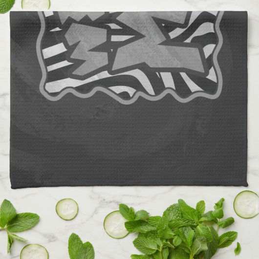 Zebra Black and Light Grey Wild me Theedoek (Gevouwen)