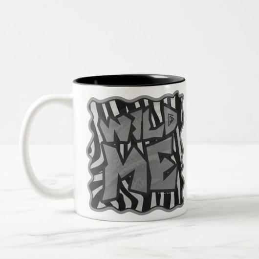 Zebra Black and Light Grey Wild me Tweekleurige Koffiemok (Links)