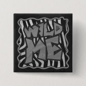Zebra Black and Light Grey Wild me Vierkante Button 5,1 Cm (Voorkant)