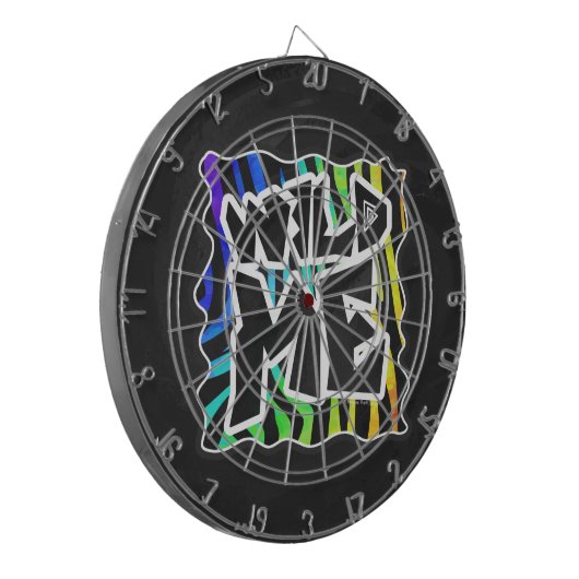 Zebra Black and Rainbow Wild me Dartbord (Voorkant Links)