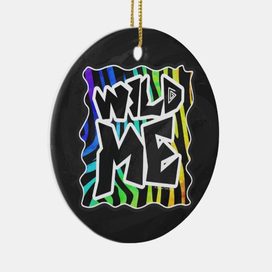 Zebra Black and Rainbow Wild me Keramisch Ornament (Rechts)