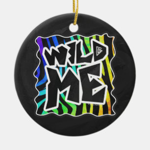 Zebra Black and Rainbow Wild me Keramisch Ornament