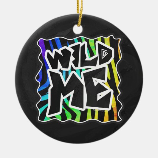 Zebra Black and Rainbow Wild me Keramisch Ornament (Voorkant)