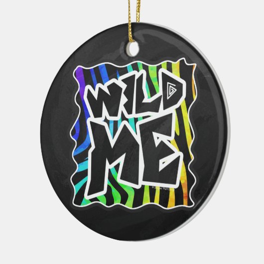 Zebra Black and Rainbow Wild me Keramisch Ornament (Links)