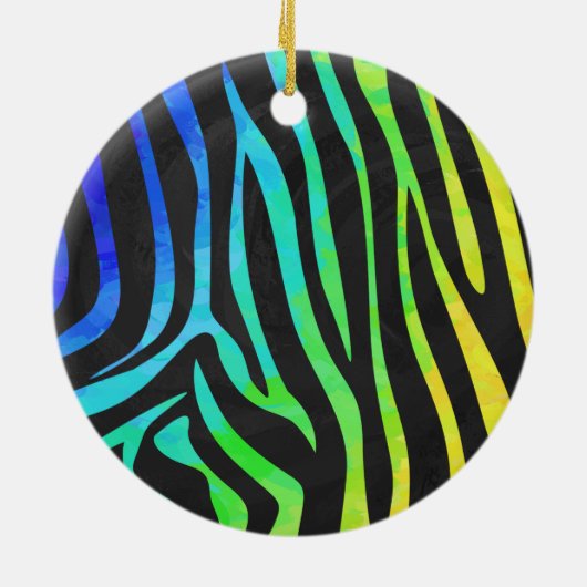 Zebra Black and Rainbow Wild me Keramisch Ornament (Achterkant)