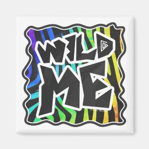 Zebra Black and Rainbow Wild me Magneet