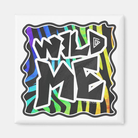 Zebra Black and Rainbow Wild me Magneet (Voorkant)