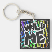 Zebra Black and Rainbow Wild me Sleutelhanger (voorkant)