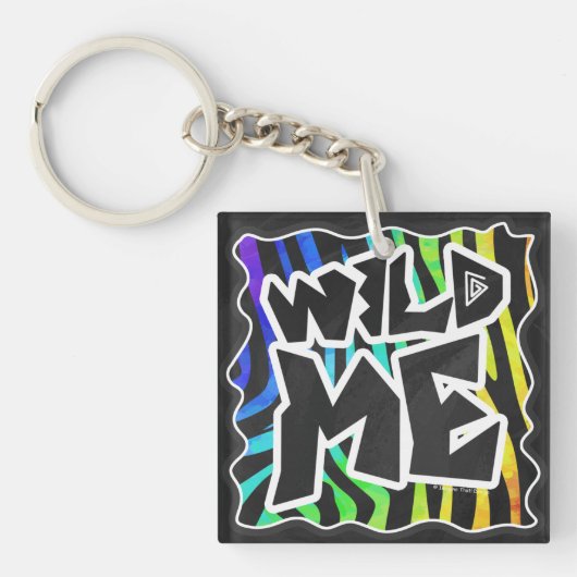 Zebra Black and Rainbow Wild me Sleutelhanger (voorkant)