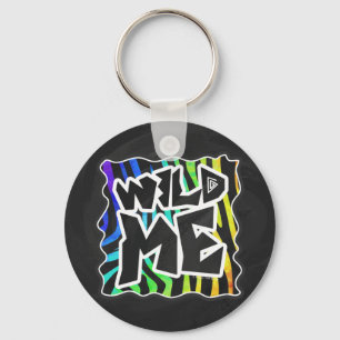 Zebra Black and Rainbow Wild me Sleutelhanger
