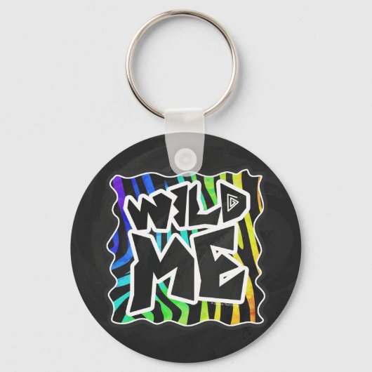 Zebra Black and Rainbow Wild me Sleutelhanger (Voorkant)