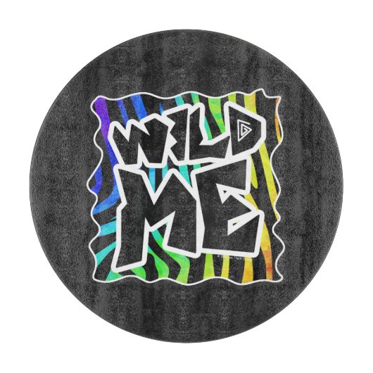 Zebra Black and Rainbow Wild me Snijplank (Voorkant)