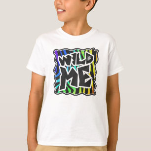 Zebra Black and Rainbow Wild me T-shirt