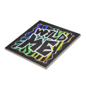 Zebra Black and Rainbow Wild me Tegeltje (Zijkant)